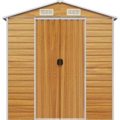 Trädgårdsskjul ljusbrun 191x215x198 cm galvaniserat stål