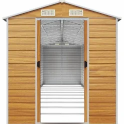 Trädgårdsskjul ljusbrun 191x895x198 cm galvaniserat stål