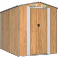 Trädgårdsskjul ljusbrun 192x274x223 cm galvaniserat stål