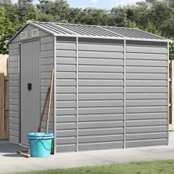 Trädgårdsskjul ljusgrå 191x215x198 cm galvaniserat stål