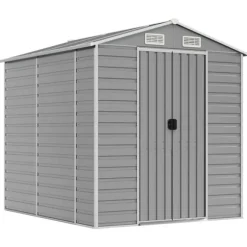 Trädgårdsskjul ljusgrå 191x215x198 cm galvaniserat stål