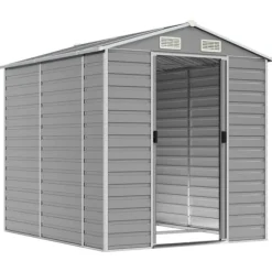 Trädgårdsskjul ljusgrå 191x215x198 cm galvaniserat stål