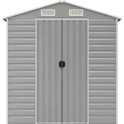 Trädgårdsskjul ljusgrå 191x215x198 cm galvaniserat stål