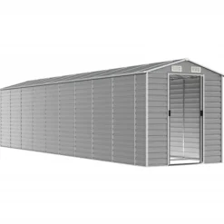 Trädgårdsskjul ljusgrå 191x810x198 cm galvaniserat stål