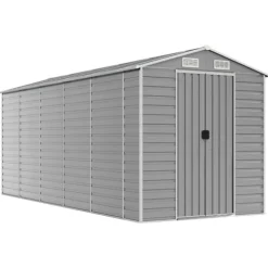 Trädgårdsskjul ljusgrå 191x470x198 cm galvaniserat stål