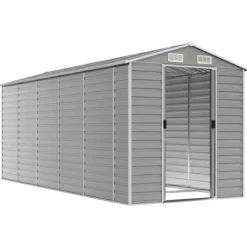 Trädgårdsskjul ljusgrå 191x470x198 cm galvaniserat stål