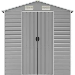 Trädgårdsskjul ljusgrå 191x470x198 cm galvaniserat stål