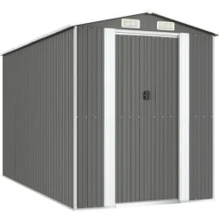 Trädgårdsskjul ljusgrå 192x357x223 cm galvaniserat stål