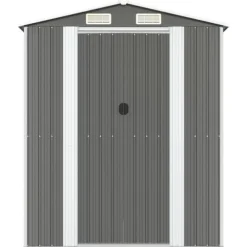 Trädgårdsskjul ljusgrå 192x357x223 cm galvaniserat stål