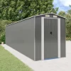 Trädgårdsskjul ljusgrå 192x772x223cm galvaniserat stål