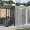 Trädgårdsskjul med förlängt tak ljusgrå 277x107x181 cm stål