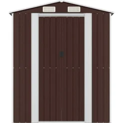 Trädgårdsskjul mörkbrun 192x440x223 cm galvaniserat stål