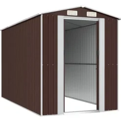 Trädgårdsskjul mörkbrun 192x357x223 cm galvaniserat stål