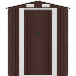 Trädgårdsskjul mörkbrun 192x191x223 cm galvaniserat stål - Trädgårdsbod - Trädgårdsboder - Home & Living
