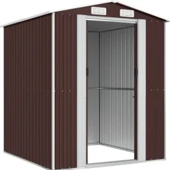 Trädgårdsskjul mörkbrun 192x191x223 cm galvaniserat stål - Trädgårdsbod - Trädgårdsboder - Home & Living
