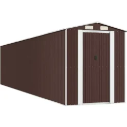 Trädgårdsskjul mörkbrun 192x938x223 cm galvaniserat stål