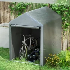 Trädgårdsskjul/lager­tält, robust och vädertåligt, stålram, 1,2×1,8×1,6 m, mörkgrå