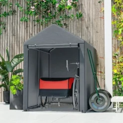 Trädgårdsskjul/lager­tält, robust och vädertåligt, stålram, 1,2×1,8×1,6 m, mörkgrå