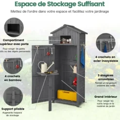 Trädgårdsskåp, 75x50x180,5 cm, Grå