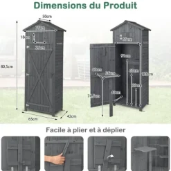 Trädgårdsskåp, 75x50x180,5 cm, Grå