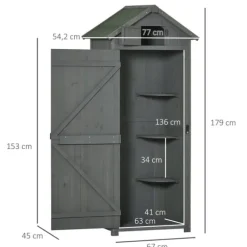 Trädgårdsskåp, 77x54,2x179 cm, Grågrön