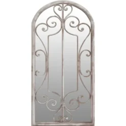 Trädgårdsspegel sandfärgad 70x30 cm järn för utomhusbruk