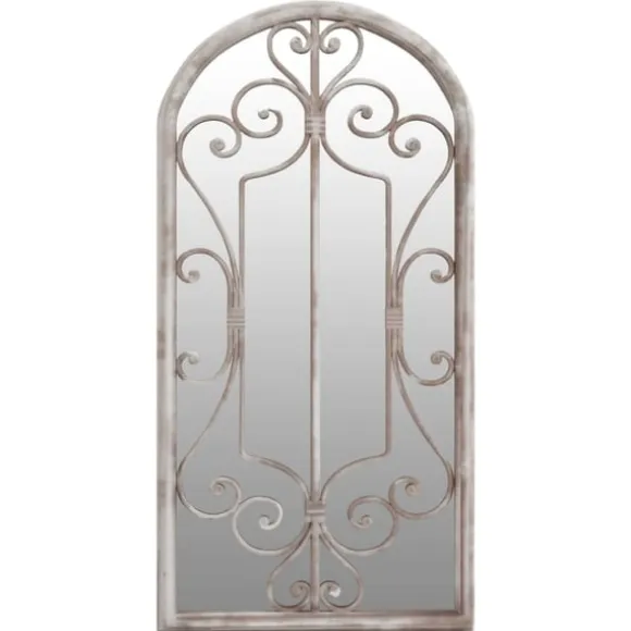 Trädgårdsspegel sandfärgad 70x30 cm järn för utomhusbruk