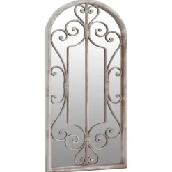 Trädgårdsspegel sandfärgad 70x30 cm järn för utomhusbruk