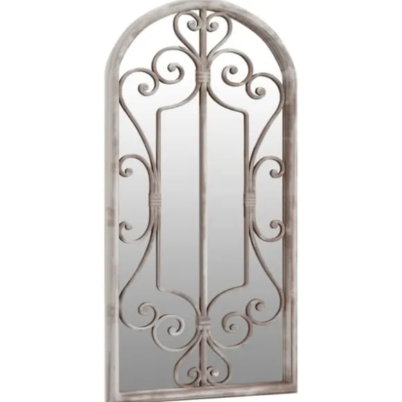 Trädgårdsspegel sandfärgad 70x30 cm järn för utomhusbruk