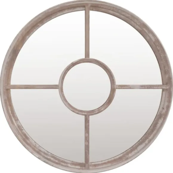 Trädgårdsspegel sandfärgad 40x4 cm rund järn för utomhusbruk