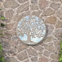 Trädgårdsspegel sandfärgad 40x2,5 cm rund järn för utomhusbruk