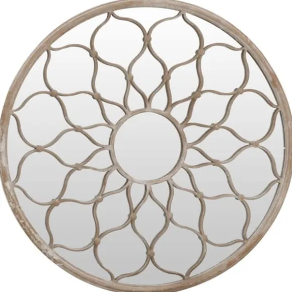 Trädgårdsspegel sandfärgad 40x3 cm rund järn för utomhusbruk