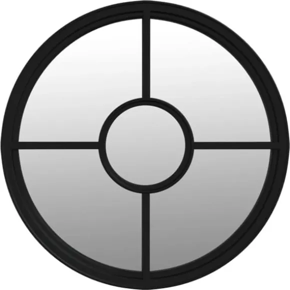 Trädgårdsspegel svart 40x4 cm rund järn för utomhusbruk