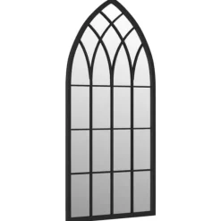 Trädgårdsspegel svart 70x30 cm järn för utomhusbruk