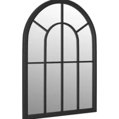 Trädgårdsspegel svart 60x45 cm järn för utomhusbruk