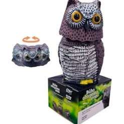 Trädgårdsstaty - EDM - Uggla - Svängbart huvud - Fågelmönster - Flerfärgad