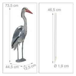 Trädgårdsstaty, Häger, 73,5x12,5x44,5 cm, Grå