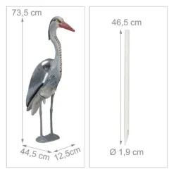 Trädgårdsstaty, Hägerset, 92x18x49 cm, Grå