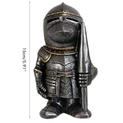 Trädgårdsstaty Riddare Dvärgvakt Rustning Miniatyrriddare Skulptur för Hem Trädgårdsdekor