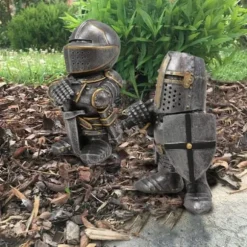 Trädgårdsstaty Riddare Dvärgvakt Rustning Miniatyrriddare Skulptur för Hem Trädgårdsdekor