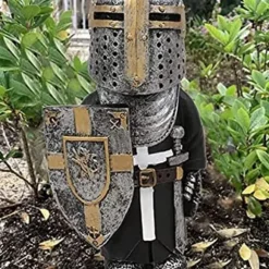 Trädgårdsstaty Riddare Dvärgvakt Rustning Miniatyrriddare Skulptur för Hem Trädgårdsdekor