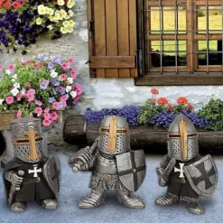 Trädgårdsstaty Riddare Dvärgvakt Rustning Miniatyrriddare Skulptur för Hem Trädgårdsdekor