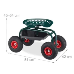 Trädgårdsstol med förvaring, 45-54x42x81 cm, Grön