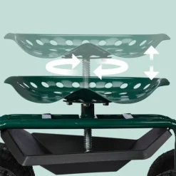 Trädgårdsstol med förvaring, 45-54x42x81 cm, Grön