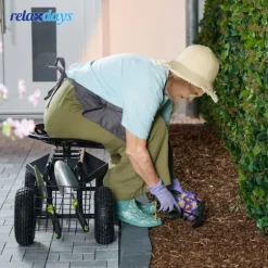 Trädgårdsstol med verktygsförvaring, 47-55x45x87 cm