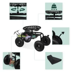 Trädgårdsstol med verktygsförvaring, 47-55x45x87 cm