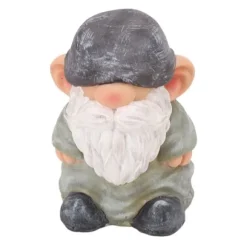 Trädgårdstomtarfigur i retrostil för uteplatsdekor - stabil hartsstruktur, platt huvudgrön