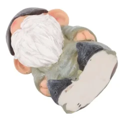 Trädgårdstomtarfigur i retrostil för uteplatsdekor - stabil hartsstruktur, platt huvudgrön