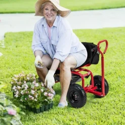 Trädgårdsvagn, 90×61×60 cm, Svart & Röd