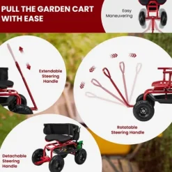 Trädgårdsvagn, 90×61×60 cm, Svart & Röd